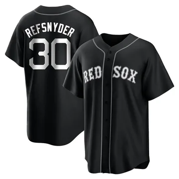 Rob Refsnyder Men's Boston Red Sox Replica Jersey - Black/White