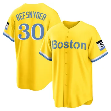 Rob Refsnyder Youth Boston Red Sox Replica Blue 2021 City Connect Player Jersey - Gold/Light