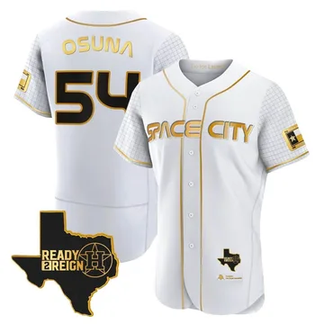 Roberto Osuna Men's Houston Astros Authentic 2023 Space City Ready 2 Reign Flex Base Jersey - White/Gold