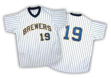 Robin Yount Men's Milwaukee Brewers Authentic Strip Throwback Jersey - White/Blue