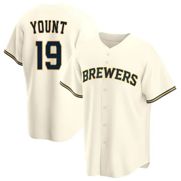 Robin Yount Men's Milwaukee Brewers Replica Home Jersey - Cream