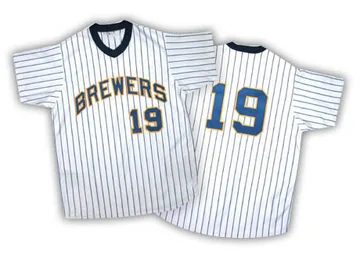 Robin Yount Men's Milwaukee Brewers Replica Strip Throwback Jersey - White/Blue