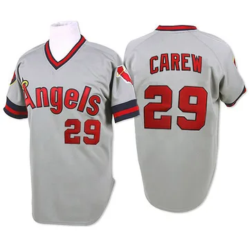 Rod Carew Men's Los Angeles Angels Authentic 1985 Throwback Jersey - Grey