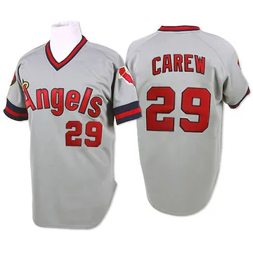 Rod Carew Men's Los Angeles Angels Replica 1985 Throwback Jersey - Grey