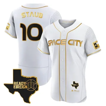 Rusty Staub Men's Houston Astros Authentic 2023 Space City Ready 2 Reign Flex Base Jersey - White/Gold