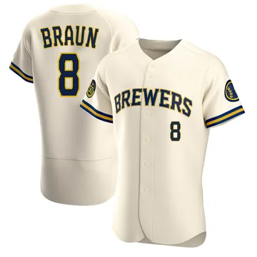 Ryan Braun Men's Milwaukee Brewers Authentic Home Jersey - Cream