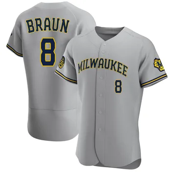 Ryan Braun Men's Milwaukee Brewers Authentic Road Jersey - Gray