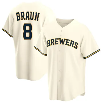 Ryan Braun Men's Milwaukee Brewers Replica Home Jersey - Cream