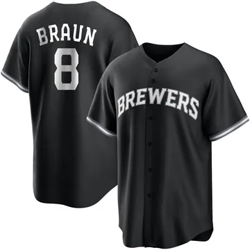 Ryan Braun Men's Milwaukee Brewers Replica Jersey - Black/White