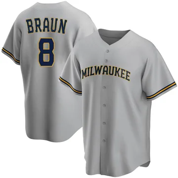 Ryan Braun Men's Milwaukee Brewers Replica Road Jersey - Gray