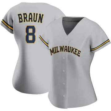 Ryan Braun Women's Milwaukee Brewers Authentic Road Jersey - Gray