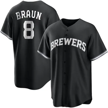 Ryan Braun Youth Milwaukee Brewers Replica Jersey - Black/White