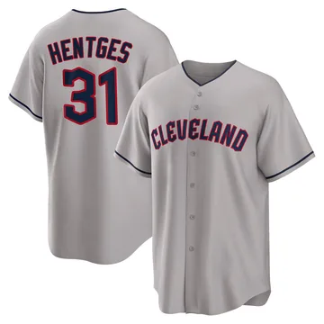 Sam Hentges Men's Cleveland Guardians Replica Road Jersey - Gray