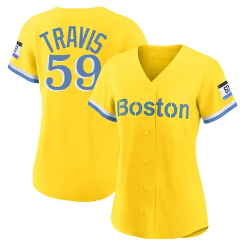 Sam Travis Women's Boston Red Sox Authentic Blue 2021 City Connect Player Jersey - Gold/Light