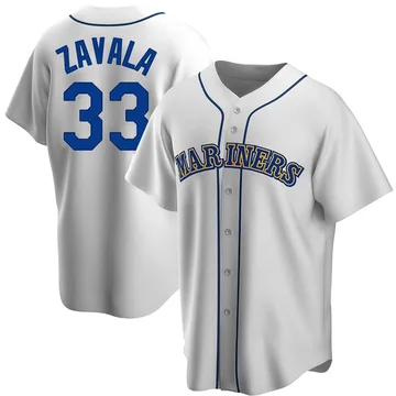 Seby Zavala Men's Seattle Mariners Replica Home Cooperstown Collection Jersey - White