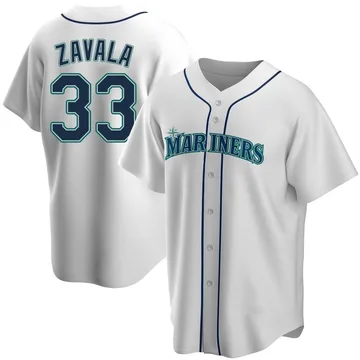 Seby Zavala Men's Seattle Mariners Replica Home Jersey - White