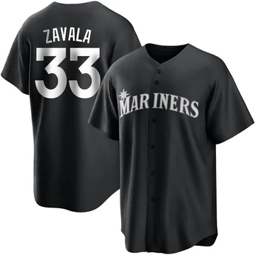 Seby Zavala Men's Seattle Mariners Replica Jersey - Black/White