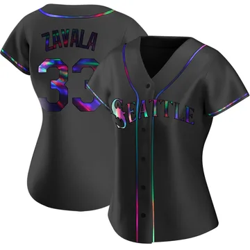 Seby Zavala Women's Seattle Mariners Replica Alternate Jersey - Black Holographic