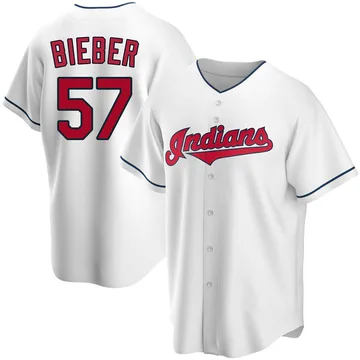 Shane Bieber Men's Cleveland Guardians Replica Home Jersey - White