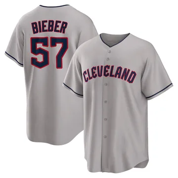 Shane Bieber Men's Cleveland Guardians Replica Road Jersey - Gray