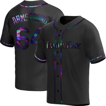 Shawn Armstrong Men's Tampa Bay Rays Replica Alternate Jersey - Black Holographic