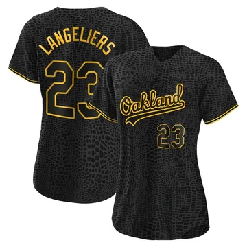 Shea Langeliers Women's Oakland Athletics Authentic Snake Skin City Jersey - Black