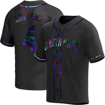 Shogo Akiyama Men's Cincinnati Reds Replica Alternate Jersey - Black Holographic