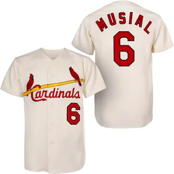 Stan Musial Men's St. Louis Cardinals Authentic 1963 Throwback Jersey - Cream