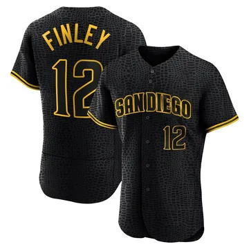 Steve Finley Men's San Diego Padres Authentic Snake Skin City Jersey - Black