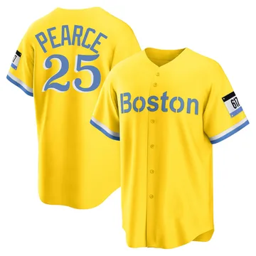 Steve Pearce Men's Boston Red Sox Replica Blue 2021 City Connect Player Jersey - Gold/Light