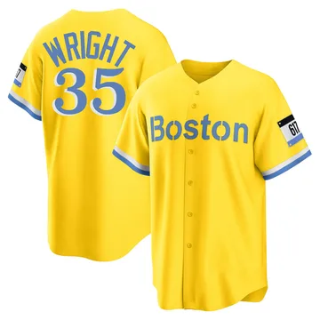 Steven Wright Men's Boston Red Sox Replica Blue 2021 City Connect Player Jersey - Gold/Light