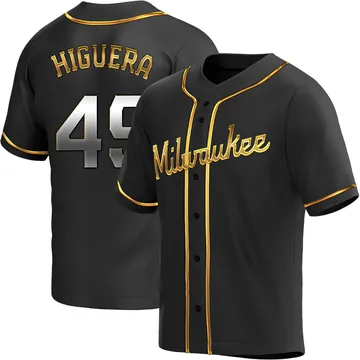 Teddy Higuera Men's Milwaukee Brewers Replica Alternate Jersey - Black Golden