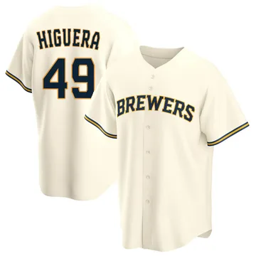 Teddy Higuera Men's Milwaukee Brewers Replica Home Jersey - Cream