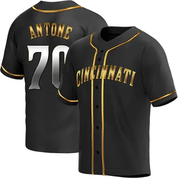 Tejay Antone Men's Cincinnati Reds Replica Alternate Jersey - Black Golden