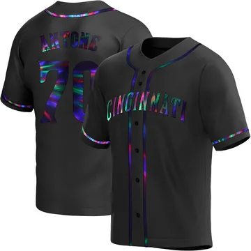 Tejay Antone Men's Cincinnati Reds Replica Alternate Jersey - Black Holographic