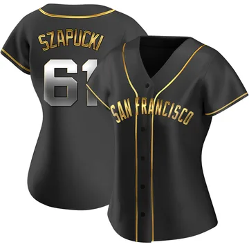 Thomas Szapucki Women's San Francisco Giants Replica Alternate Jersey - Black Golden