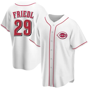 TJ Friedl Men's Cincinnati Reds Replica Home Jersey - White