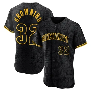 Tom Browning Men's Cincinnati Reds Authentic Snake Skin City Jersey - Black