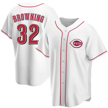 Tom Browning Men's Cincinnati Reds Replica Home Jersey - White