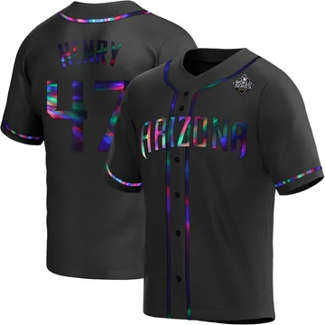 Tommy Henry Youth Arizona Diamondbacks Replica Alternate 2023 World Series Jersey - Black Holographic