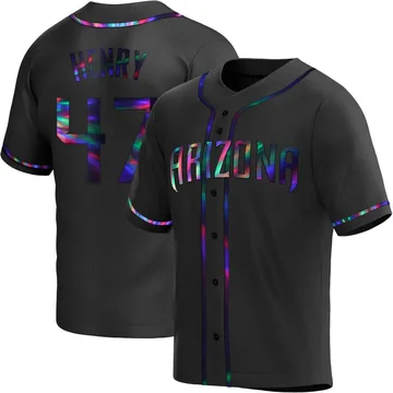 Tommy Henry Youth Arizona Diamondbacks Replica Alternate Jersey - Black Holographic