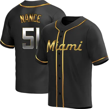 Tommy Nance Men's Miami Marlins Replica Alternate Jersey - Black Golden