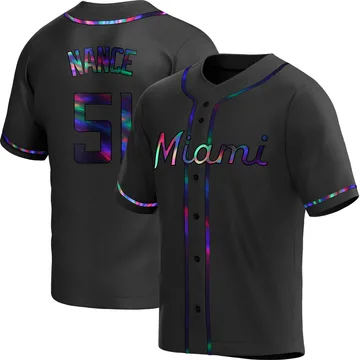 Tommy Nance Men's Miami Marlins Replica Alternate Jersey - Black Holographic