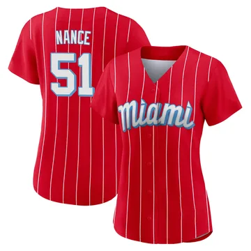 Tommy Nance Women's Miami Marlins Authentic 2021 City Connect Jersey - Red