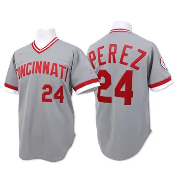 Tony Perez Men's Cincinnati Reds Authentic Throwback Jersey - Grey