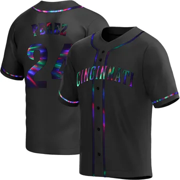 Tony Perez Men's Cincinnati Reds Replica Alternate Jersey - Black Holographic