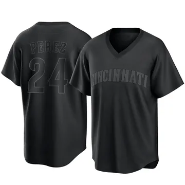 Tony Perez Men's Cincinnati Reds Replica Pitch Fashion Jersey - Black