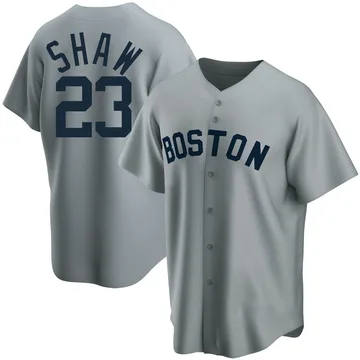 Travis Shaw Men's Boston Red Sox Replica Road Cooperstown Collection Jersey - Gray