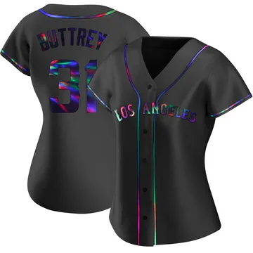 Ty Buttrey Women's Los Angeles Angels Replica Alternate Jersey - Black Holographic