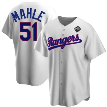 Tyler Mahle Men's Texas Rangers Replica Home Cooperstown Collection 2023 World Series Jersey - White